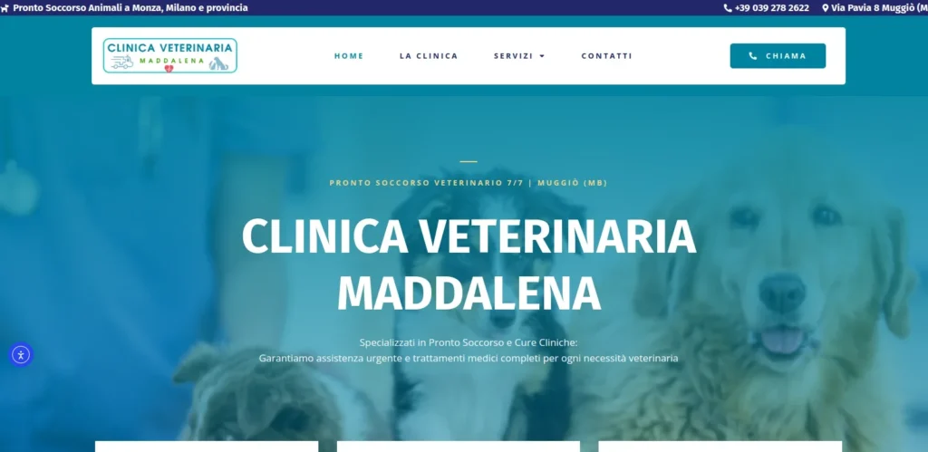 Case study clinica veterinaria: sito Clinica Veterinaria Maddalena realizzato da Myaweb